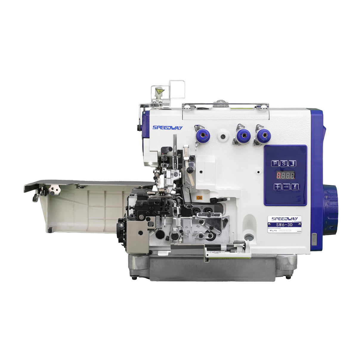 SPEEDWAY SW6-3D 1-Needle 3-Thread Direct Drive Overlock Industrial Sewing Machine with 6,500 SPM Max Speed for Edge Finishing - Complete Setup, Fully Submerged Table Included
