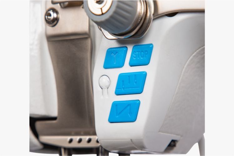 JACK S7-91T - Máquina de coser industrial con puntada de cadeneta, alimentación por aguja, superior e inferior, con una sola aguja, pantalla táctil y todas las funciones, con servomotor, mesa y soporte incluidos