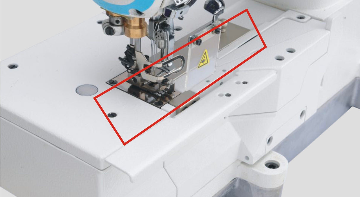 JACK W5E-UT-01GBx364/Z 3 Needle 5 Thread Direct Drive Electronic Flatbed Coverstitch Industrial Sewing Machine with Thread Trimmer and Auto Foot Lifter - Complete Setup, Table, Stand Included