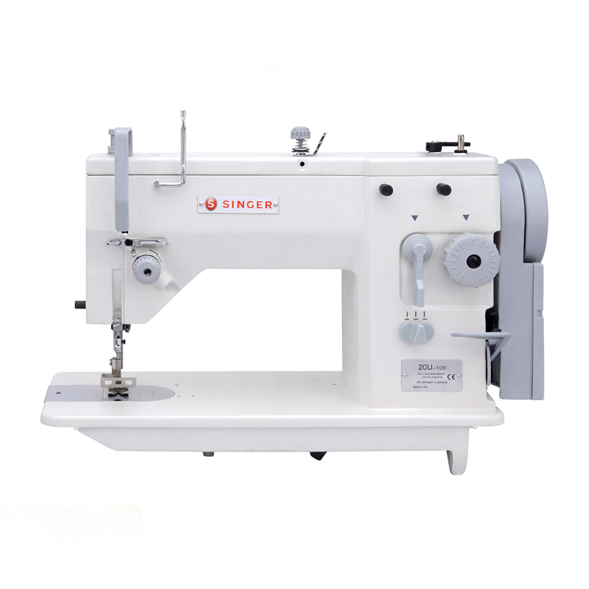 SINGER 20U-105C Single Needle Lockstitch Straight and Zig-Zag Sewing Machine Assembled with Servo Motor, Table and Stand Included
