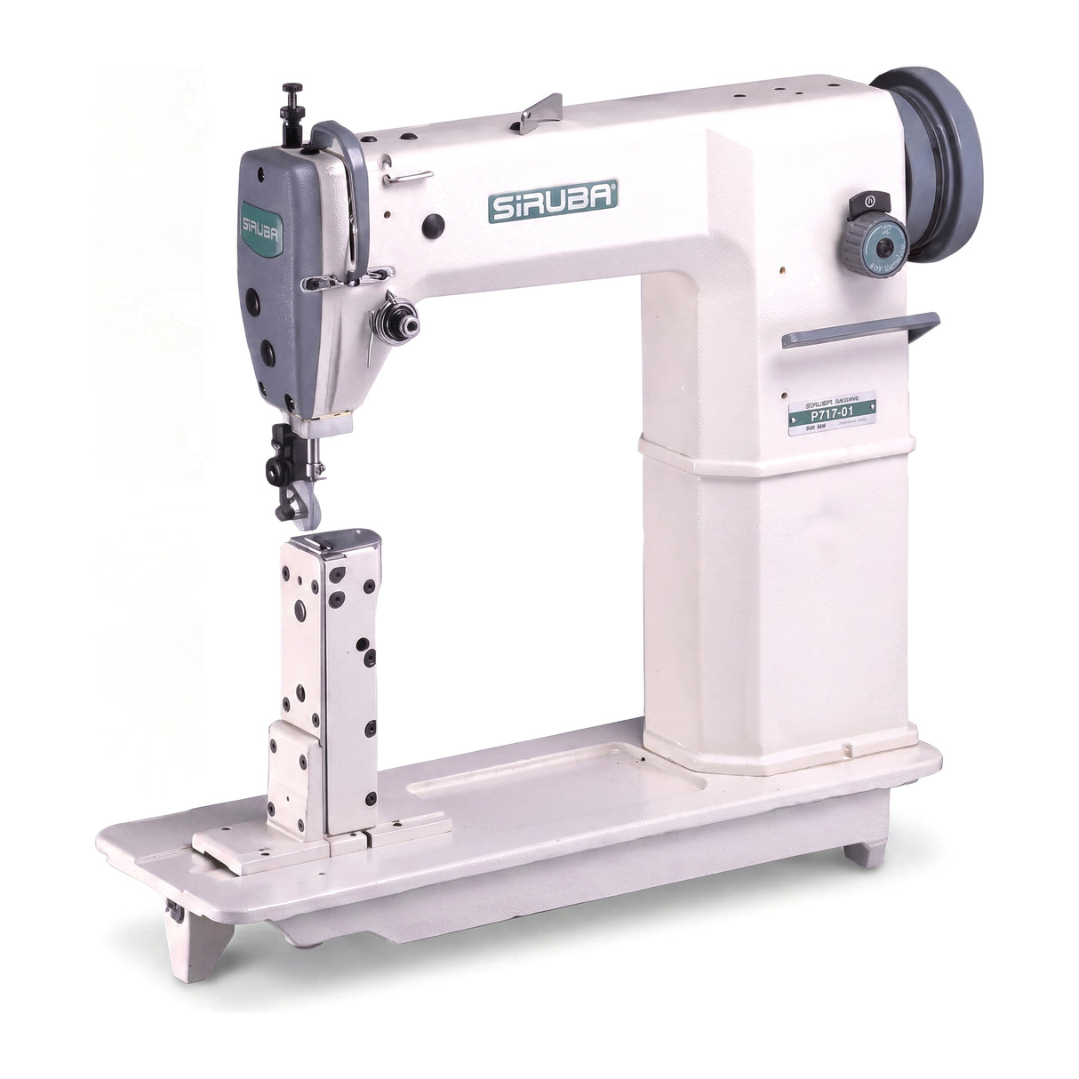 SIRUBA P717-01 Single Needle Post-bed Lockstitch Industrial Sewing Machine with Servo Motor, Table and Stand Included