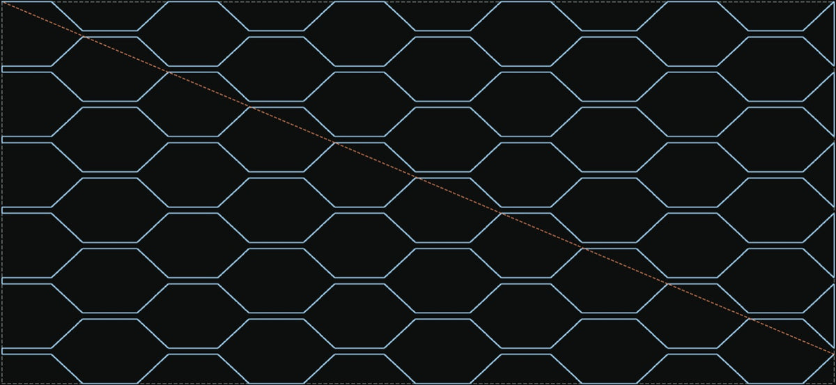 Wide Hex quilting pattern SLW file preview for a CNC template sewing machine