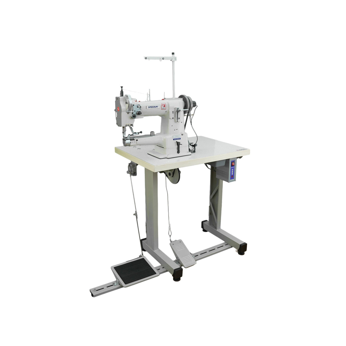 SPEEDWAY® SW-335L – Cylinder-Bed Heavy Duty Walking Foot Machine – Complete Setup, Table & Stand Included