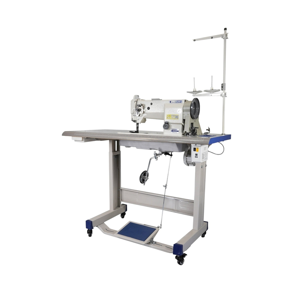 SPEEDWAY® SW-4400N Single Needle Heavy Duty Unison Feed Walking Foot Sewing Machine Assembled with Servo Motor, Table and Stand Included