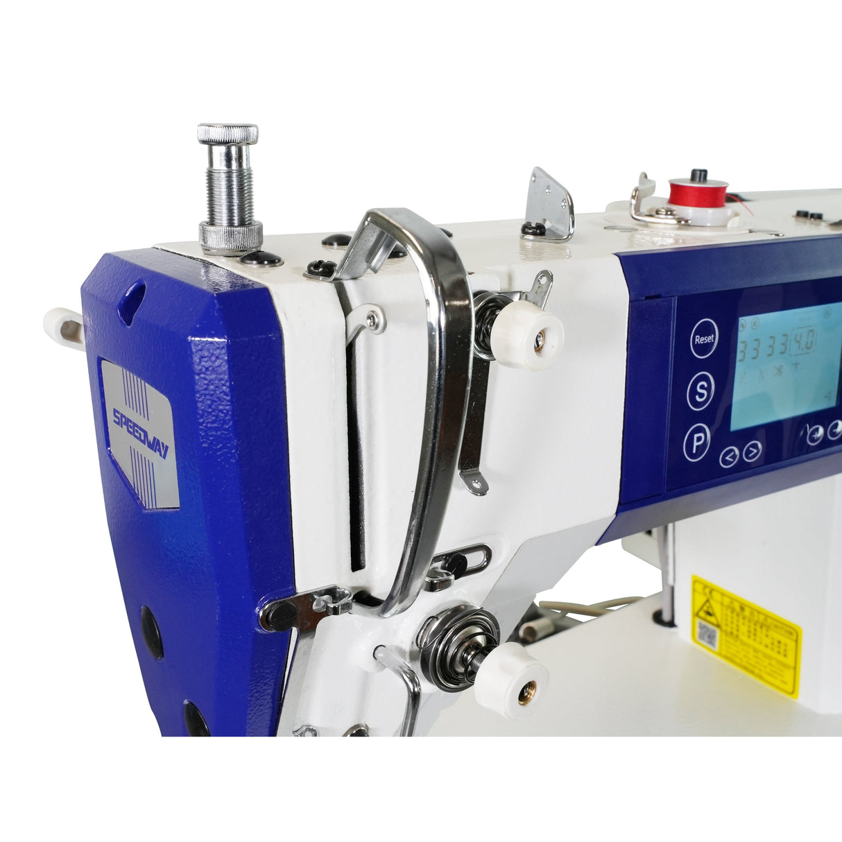 SPEEDWAY SW 8000 A Single Needle Direct Drive Fully Automatic Stepper Motor Drop Feed Lockstitch Industrial Sewing Assembled with Table and Stand with Wheels