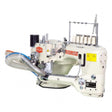 SIRUBA D007RB-460-02/AK9 4-Needle 6-Thread Feed-off-the-Arm Flatseamer Industrial Sewing Machine – Complete Setup, Table & Stand Included