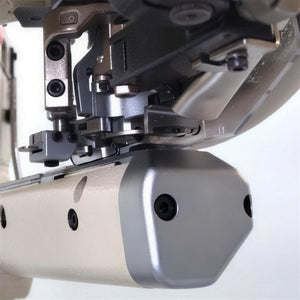 SIRUBA D007RB-460-02/AK9 4-Needle 6-Thread Feed-off-the-Arm Flatseamer Industrial Sewing Machine – Complete Setup, Table & Stand Included