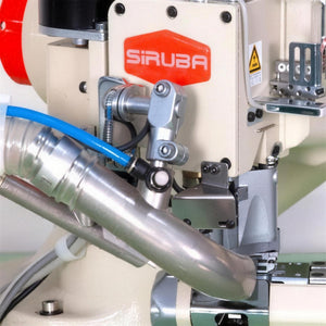 SIRUBA D007RB-460-02/AK9 4-Needle 6-Thread Feed-off-the-Arm Flatseamer Industrial Sewing Machine – Complete Setup, Table & Stand Included