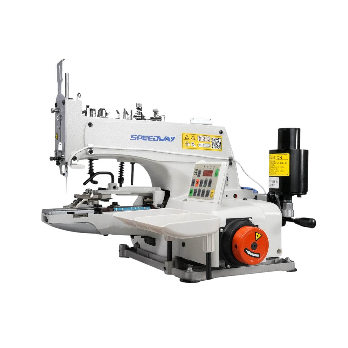 Máquina de coser botones de cadeneta SPEEDWAY SW 1377 D con motor integrado, mesa y soporte incluidos, con ruedas 