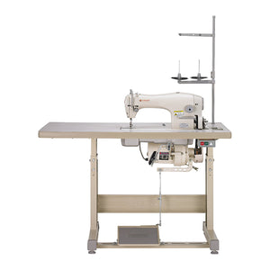 SINGER 191D-30 Single Needle Lockstitch Industrial Sewing Machine Assembled with Servo Motor, Table and Stand Included