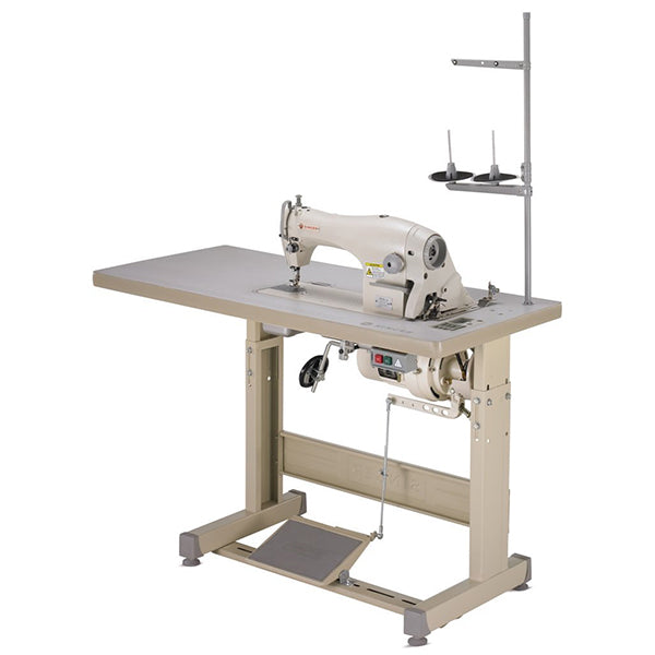 SINGER 191D-30 Single Needle Lockstitch Industrial Sewing Machine Assembled with Servo Motor, Table and Stand Included