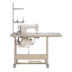 SINGER 191D-30 Single Needle Lockstitch Industrial Sewing Machine Assembled with Servo Motor, Table and Stand Included