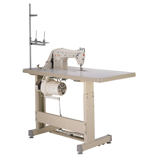 SINGER 191D-30 Single Needle Lockstitch Industrial Sewing Machine Assembled with Servo Motor, Table and Stand Included