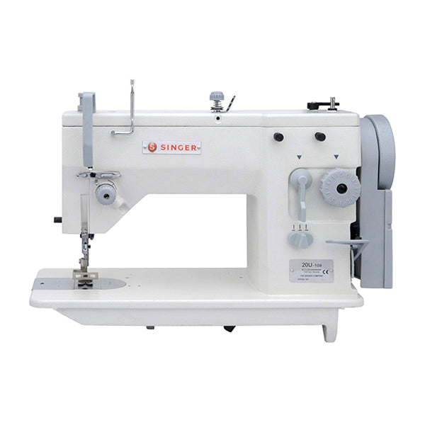 SINGER 20U-105C Máquina de coser recta y en zig-zag con pespunte de una sola aguja ensamblada con servomotor, mesa y soporte incluidos