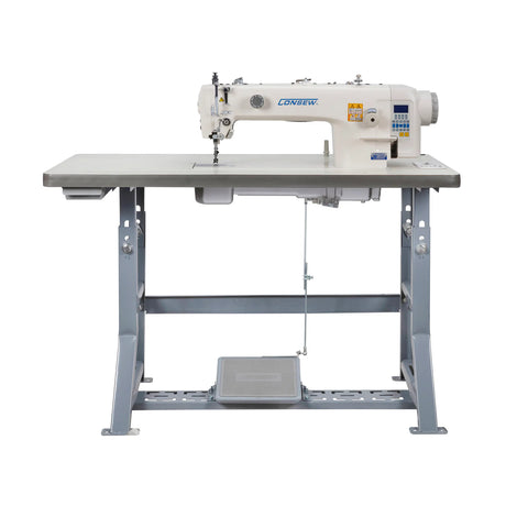 CONSEW 2206RB-14-7-DD Single Needle Direct Drive Heavy Duty Unison Feed Walking Foot Lockstitch Industrial Sewing Machine (7mm Stitch Length) - Complete Setup, Table, Stand Included