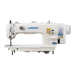 CONSEW 2206RB-14-7-DD Single Needle Direct Drive Heavy Duty Unison Feed Walking Foot Lockstitch Industrial Sewing Machine (7mm Stitch Length) - Complete Setup, Table, Stand Included