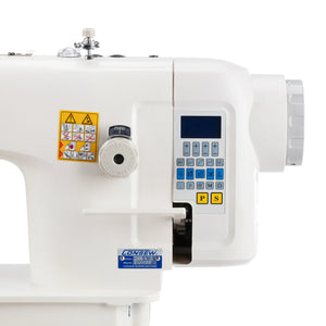 CONSEW 2206RB-14-7-DD Single Needle Direct Drive Heavy Duty Unison Feed Walking Foot Lockstitch Industrial Sewing Machine (7mm Stitch Length) - Complete Setup, Table, Stand Included