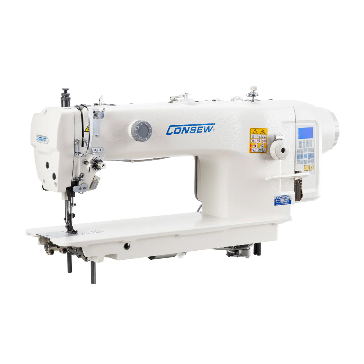 CONSEW 2206RB-14-7-DD Single Needle Direct Drive Heavy Duty Unison Feed Walking Foot Lockstitch Industrial Sewing Machine (7mm Stitch Length) - Complete Setup, Table, Stand Included