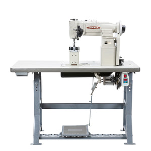 CONSEW 369RB-2 Double Needle Split Needle Bar Post Bed Walking Foot Lockstitch Industrial Sewing Machine (5/16" / 8mm Gauge) - Complete Setup, Table, Stand Included