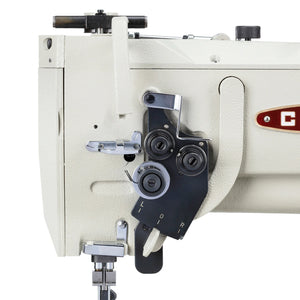 CONSEW 369RB-2 Double Needle Split Needle Bar Post Bed Walking Foot Lockstitch Industrial Sewing Machine (5/16" / 8mm Gauge) - Complete Setup, Table, Stand Included