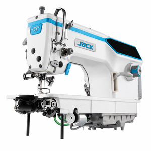 JACK A6F-E-Q Single Needle Direct Drive Fully Automatic Needle Feed Lockstitch Industrial Sewing Machine with Large Workspace - Complete Setup, Table, Stand Included