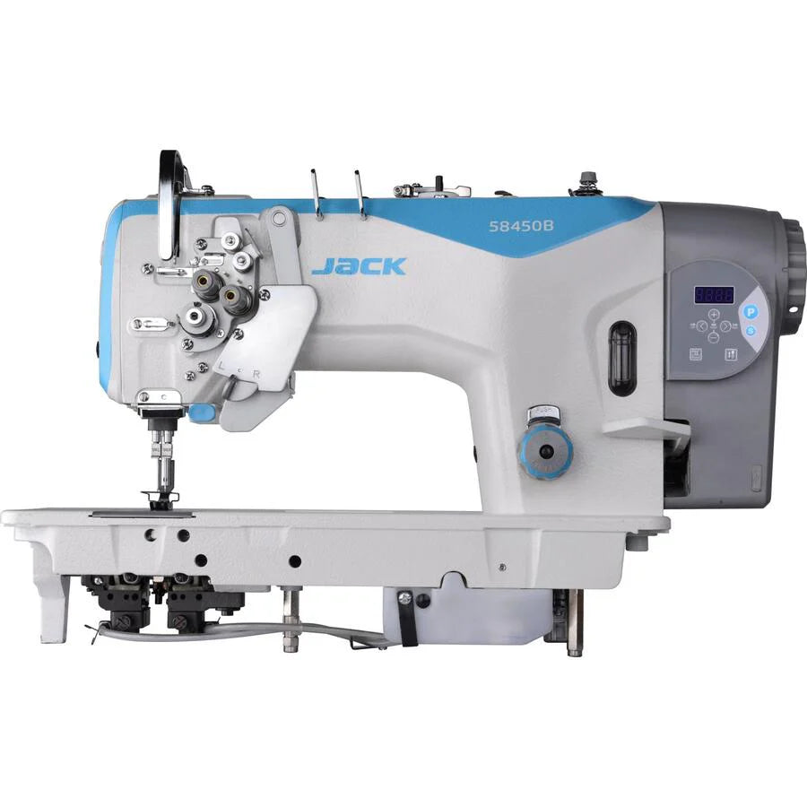 JACK JK-58420B-A-003C Double Needle Lockstitch Sewing Machine Complete Assembled with Table and Stand Included