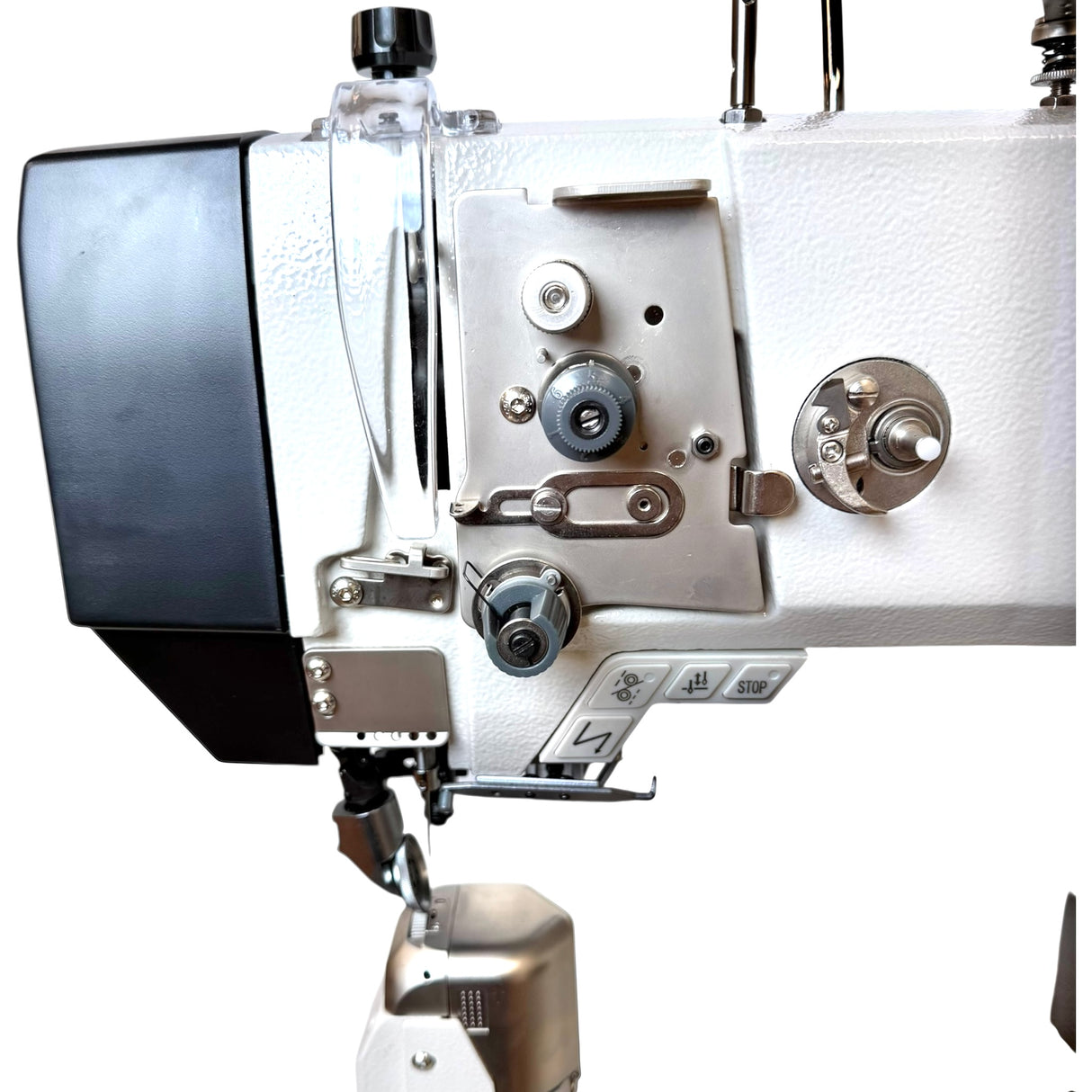 SPEEDWAY SW 591-Q Full Function, Touch Screen Single Needle Post-bed Top, Bottom and Needle Feed Lockstitch Industrial Sewing Machine with Servo Motor, Table and Stand Included