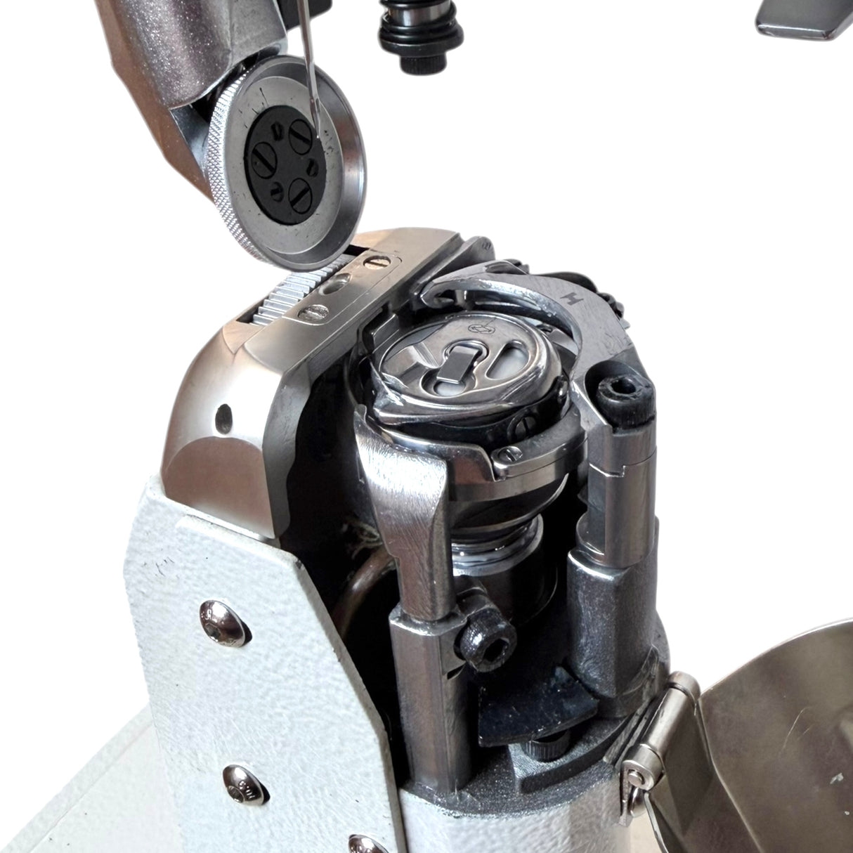 SPEEDWAY SW 591-Q Full Function, Touch Screen Single Needle Post-bed Top, Bottom and Needle Feed Lockstitch Industrial Sewing Machine with Servo Motor, Table and Stand Included