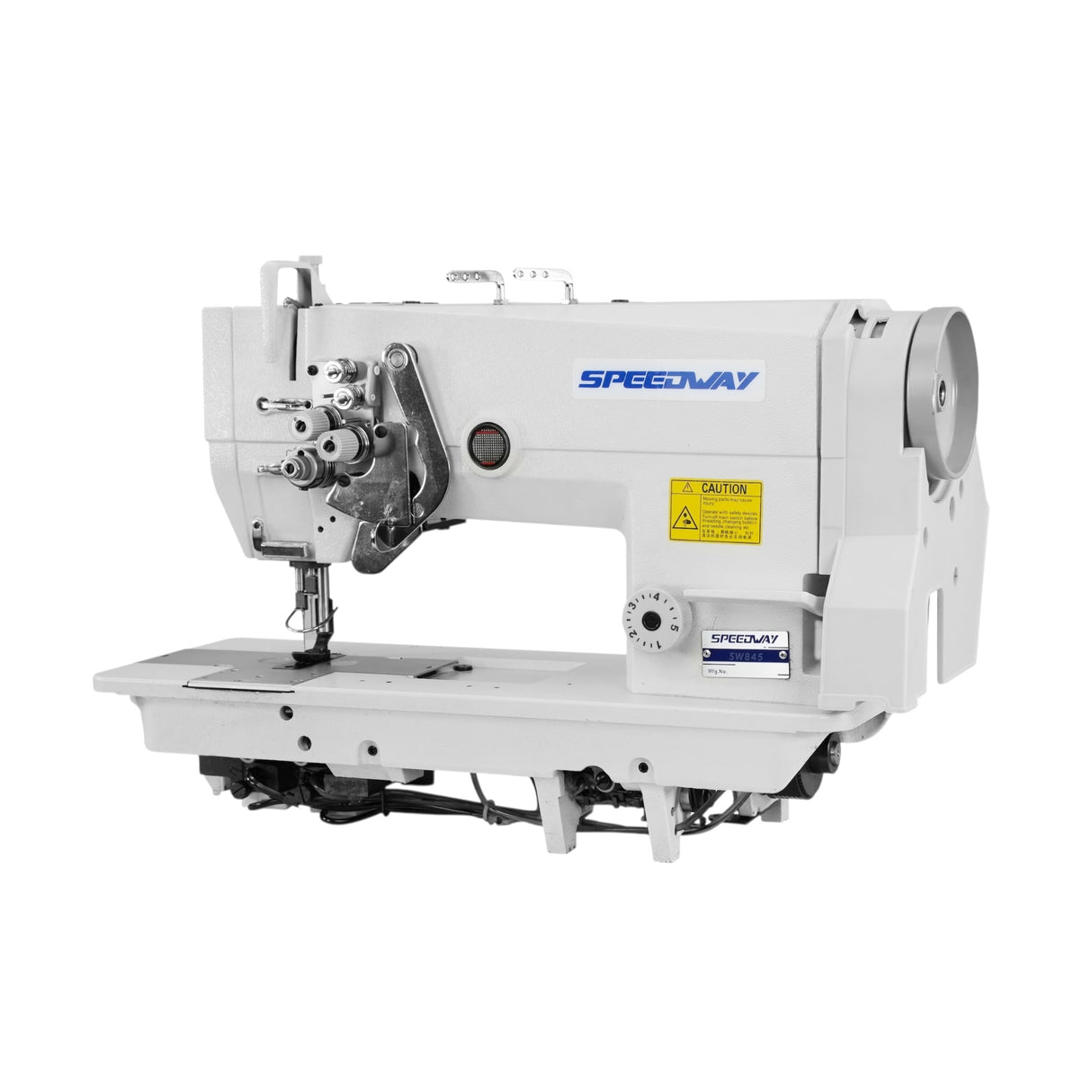 SPEEDWAY SW 845 Double Needle Split Bar, Needle Feed Lockstitch Industrial Sewing Machine Assembled with Table and Servo Motor Included