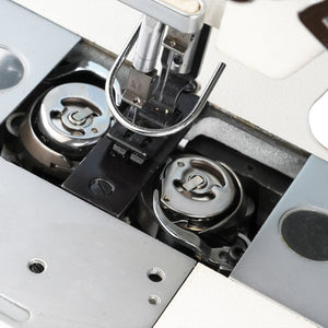 SPEEDWAY SW 845 Double Needle Split Bar, Needle Feed Lockstitch Industrial Sewing Machine Assembled with Table and Servo Motor Included