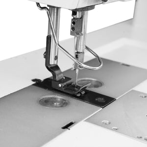 SPEEDWAY SW 845 Double Needle Split Bar, Needle Feed Lockstitch Industrial Sewing Machine Assembled with Table and Servo Motor Included