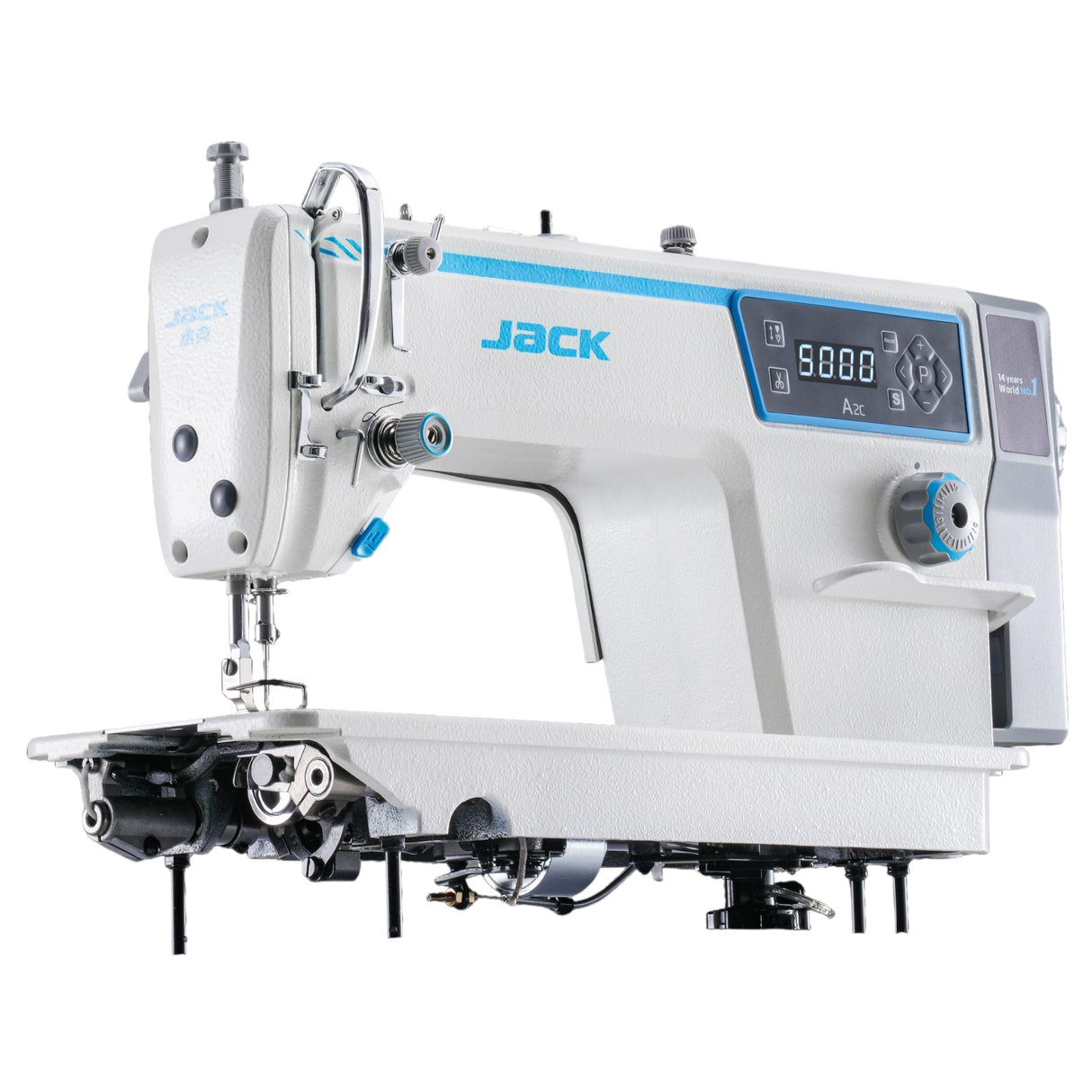 JACK A2BC Máquina de pespunte de aguja única de alta velocidad con cortahilos automático ensamblada con mesa y soporte incluidos