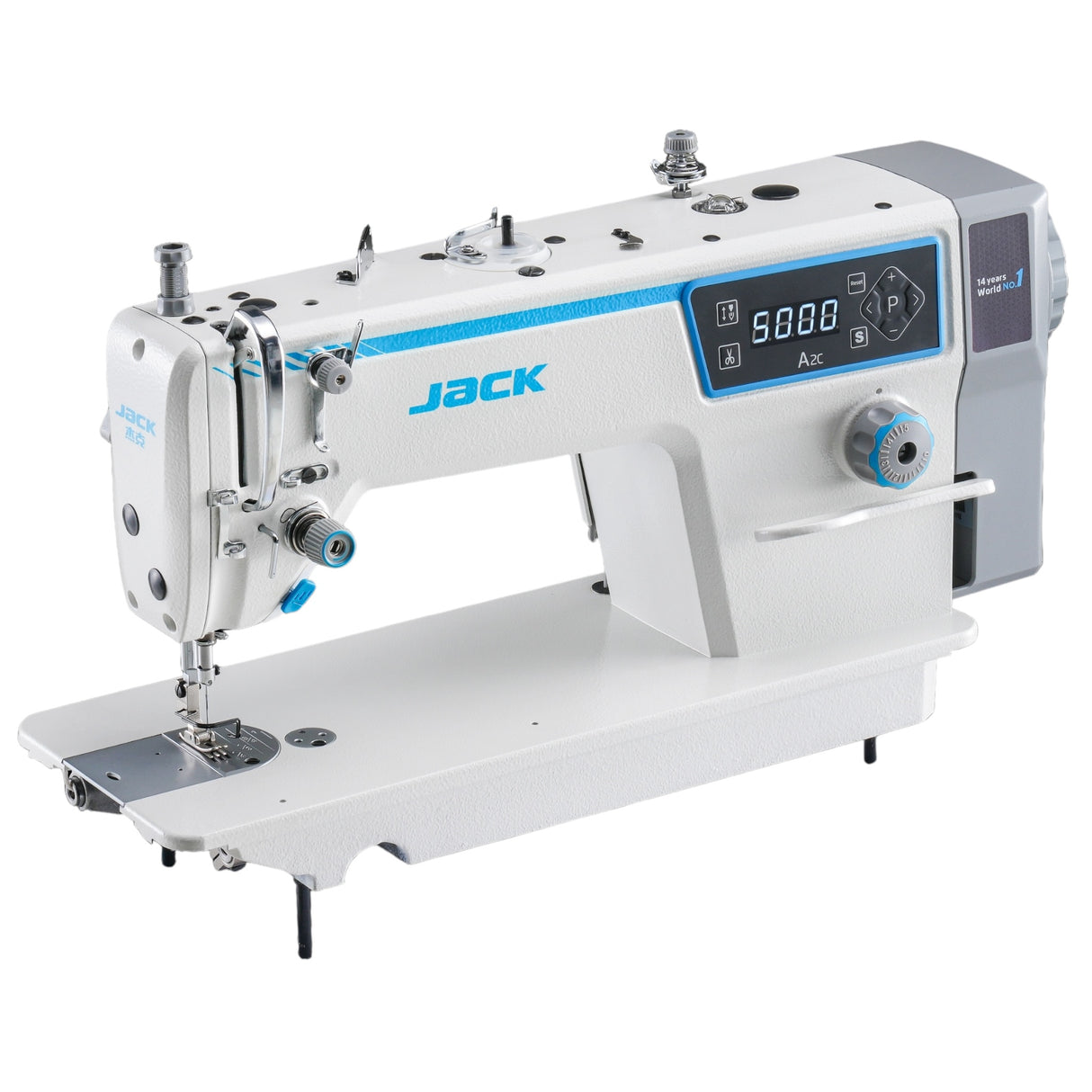 JACK A2BC Máquina de pespunte de aguja única de alta velocidad con cortahilos automático ensamblada con mesa y soporte incluidos