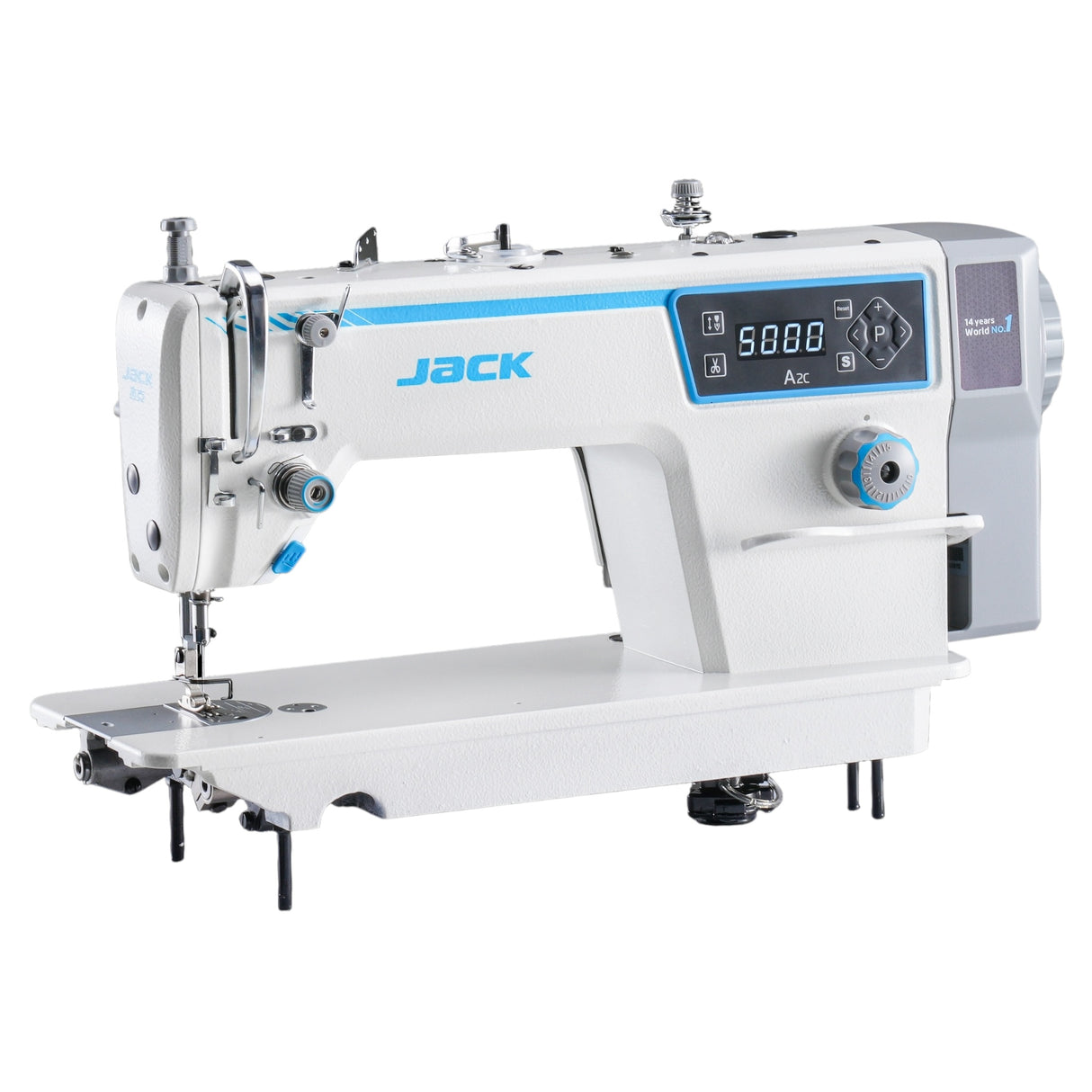 JACK A2BC Máquina de pespunte de aguja única de alta velocidad con cortahilos automático ensamblada con mesa y soporte incluidos