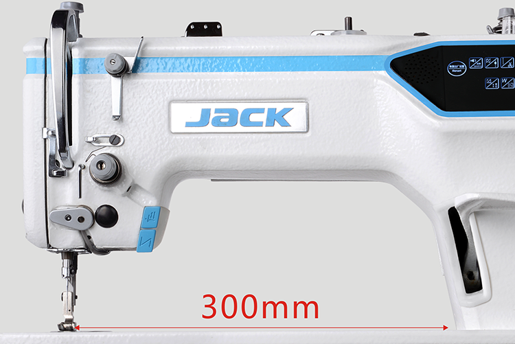 JACK A6F-EQ-PK Máquina de coser industrial con una sola aguja, totalmente automática, con alimentación directa y puntada de cadeneta y extractor, ensamblada con mesa y soporte incluidos (copia) 