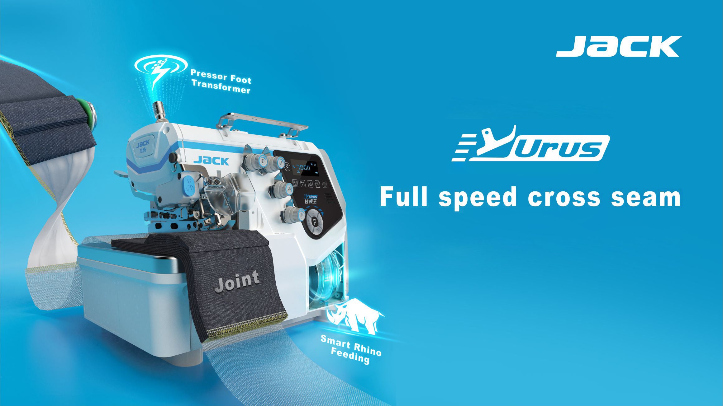 JACK® C7-5-M04/435 – 5-Thread AI Overlock with Smart Auto Material