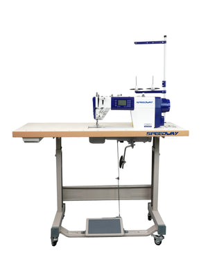 SPEEDWAY SW 8000 A Single Needle Direct Drive Fully Automatic Stepper Motor Drop Feed Lockstitch Industrial Sewing Assembled with Table and Stand with Wheels