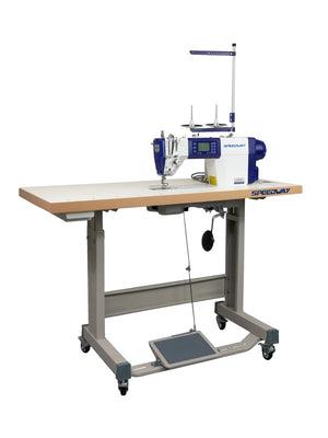 SPEEDWAY SW 8000 A Single Needle Direct Drive Fully Automatic Stepper Motor Drop Feed Lockstitch Industrial Sewing Assembled with Table and Stand with Wheels