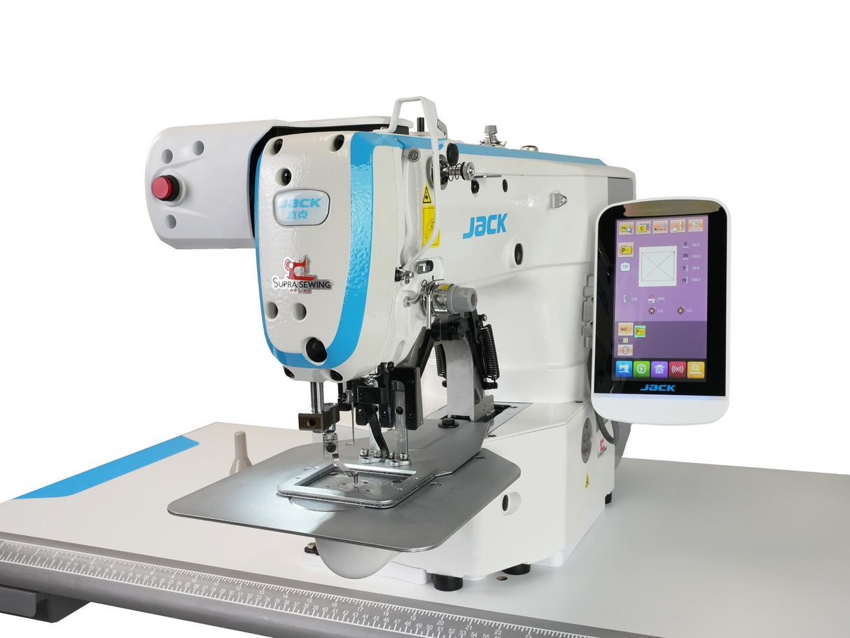 JACK JK-T1906GS-D Computer-Controlled High-Speed Shape-Tacking Industrial Sewing Machine Assembled with Table and Stand Included