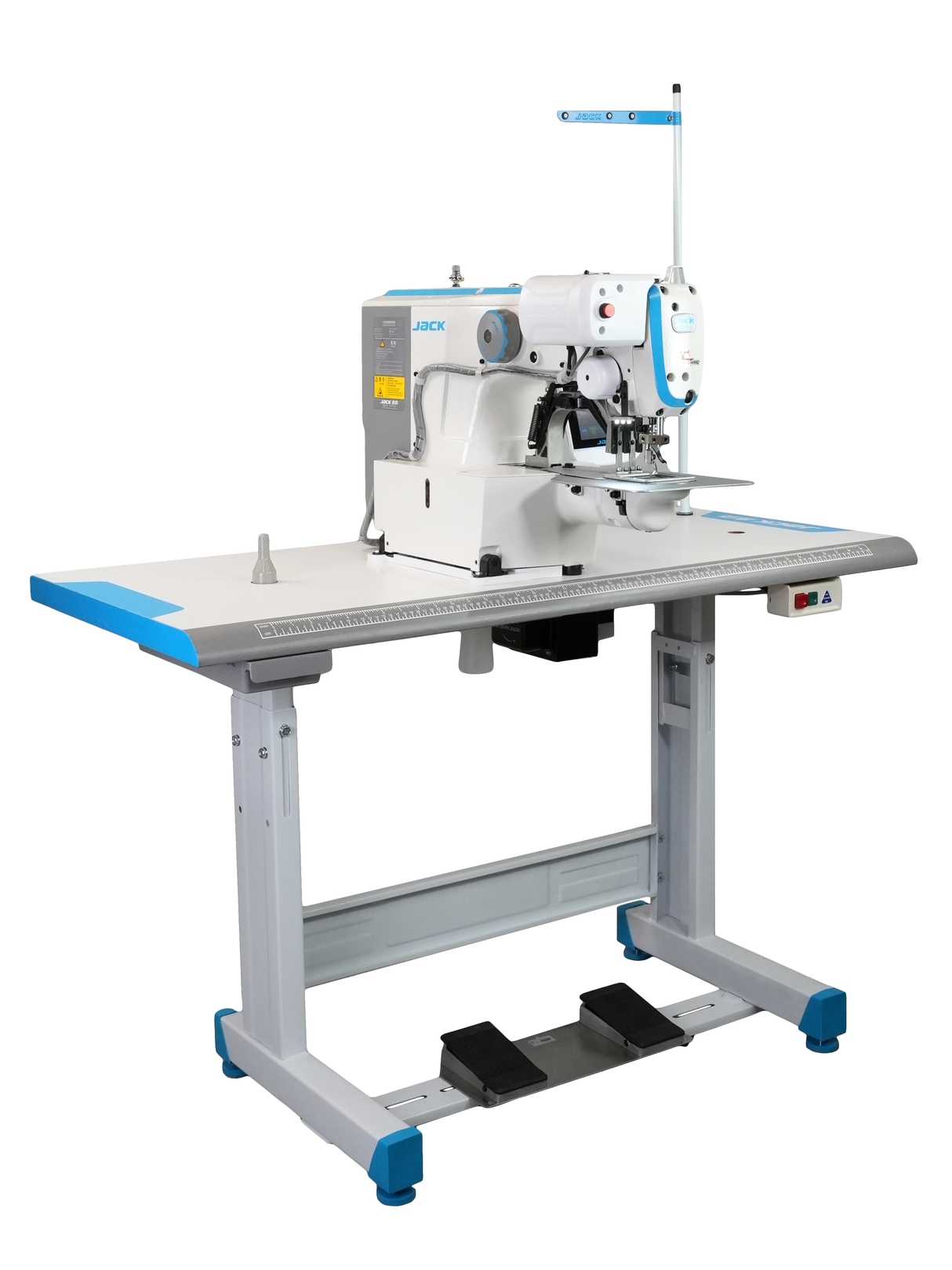 JACK JK-T1906GS-D Computer-Controlled High-Speed Shape-Tacking Industrial Sewing Machine Assembled with Table and Stand Included