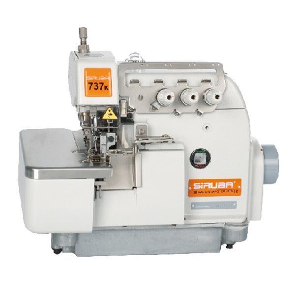 SIRUBA 737K-504M2-04 Máquina de coser industrial Overlock de 3 hilos ensamblada con servomotor, configuración de mesa completamente sumergida incluida