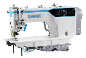 JACK A6F-E-Q-PK Single Needle. Sewing machine with blue accents on a white background