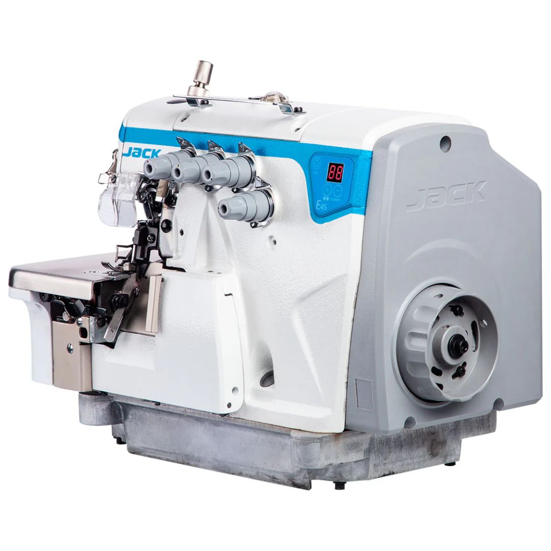 JACK E4S-6-03/333 6 Thread Universal Overlock sewing machine on a white background