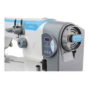 JACK JK-8558G-1-WZ Single Needle. Sewing machine with blue accents on a white background