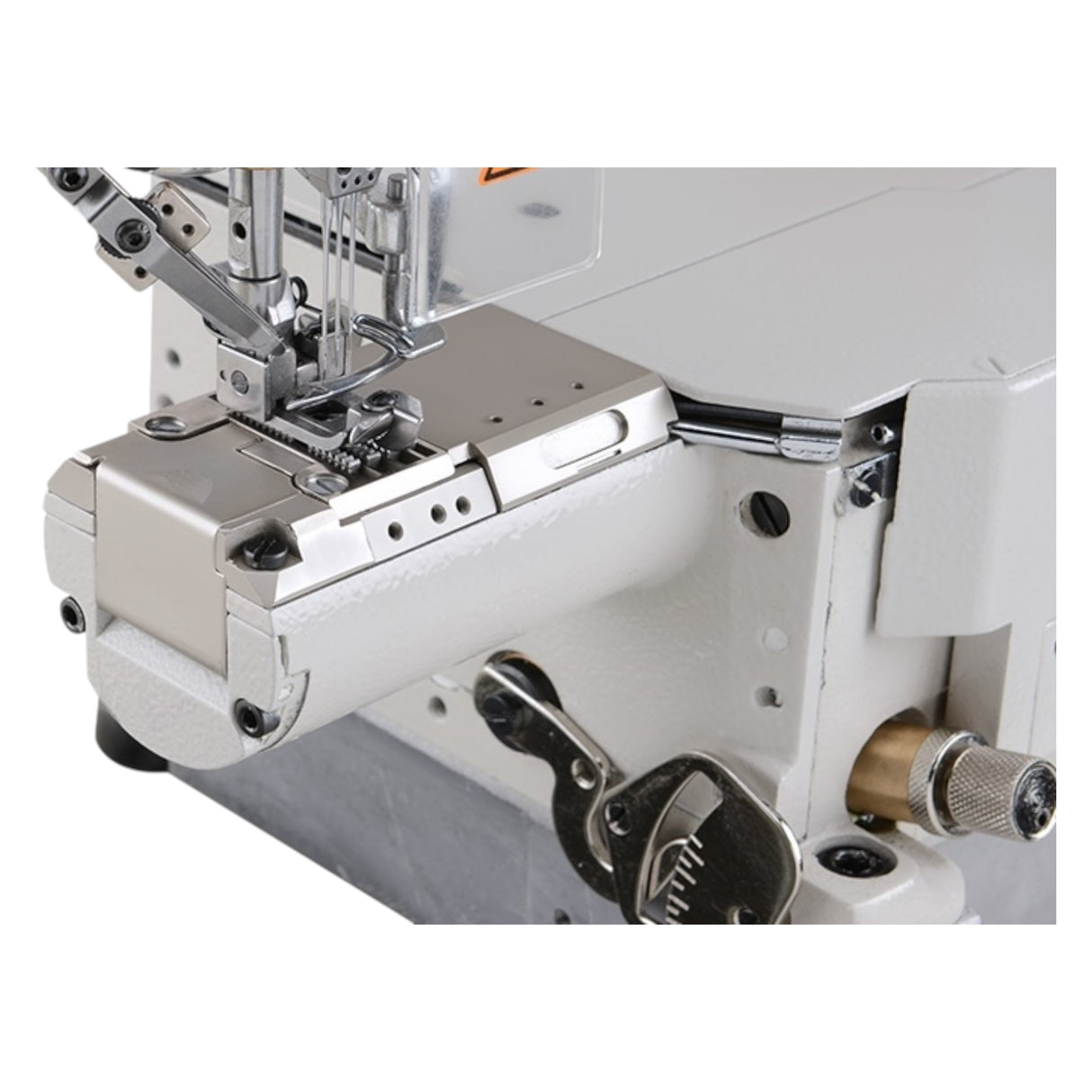 JACK JK-8670G-01CBx364/UT 3 Needle Small Cylinder Arm Coverstitch With Thread Trimmer and Auto Footlifter Industrial Sewing Machine Assembled with Table and Stand Included