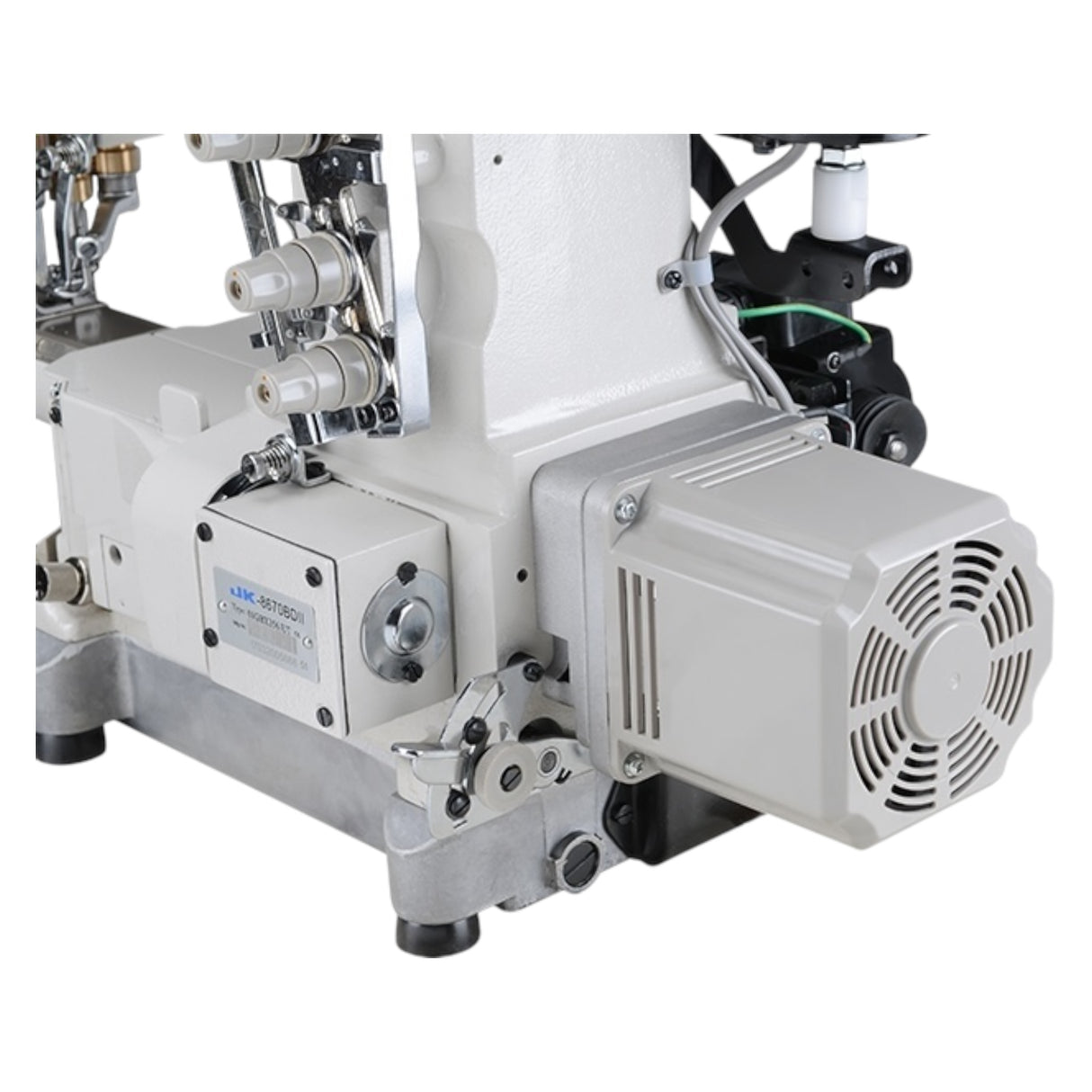 JACK JK-8670G-01CBx364/UT 3 Needle Small Cylinder Arm Coverstitch With Thread Trimmer and Auto Footlifter Industrial Sewing Machine Assembled with Table and Stand Included