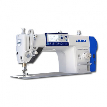 JUKI DDL-8000A Single Needle. Sewing Machine predominantly white and blue in color.