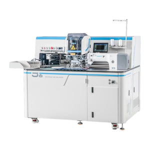JACK J6 Programmable Automatic Pocket Welting Machine – Straight/Oblique, Single or Double Welt (with/without Flap), 120W Laser Cutting, Bottom Thread Detection, Up to 3,000 SPM – Complete with Table and Stand