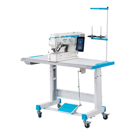 JACK N9-D AI-Powered Direct Drive Computerized Electronic Lockstitch Buttonhole Machine (25mm x 4mm) - Complete Setup, Table, Stand Included