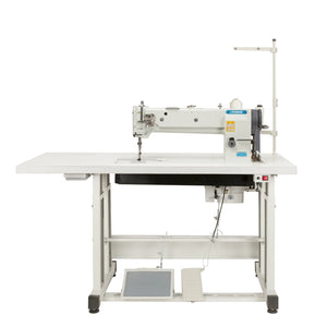 CONSEW P1255RBLH-18-1 Single Needle Long Arm 18" High-Clearance Heavy Duty Walking Foot Compound Feed Lockstitch Industrial Sewing Machine with 6" Vertical Workspace & Safety Clutch - Complete Setup, Table, Stand Included